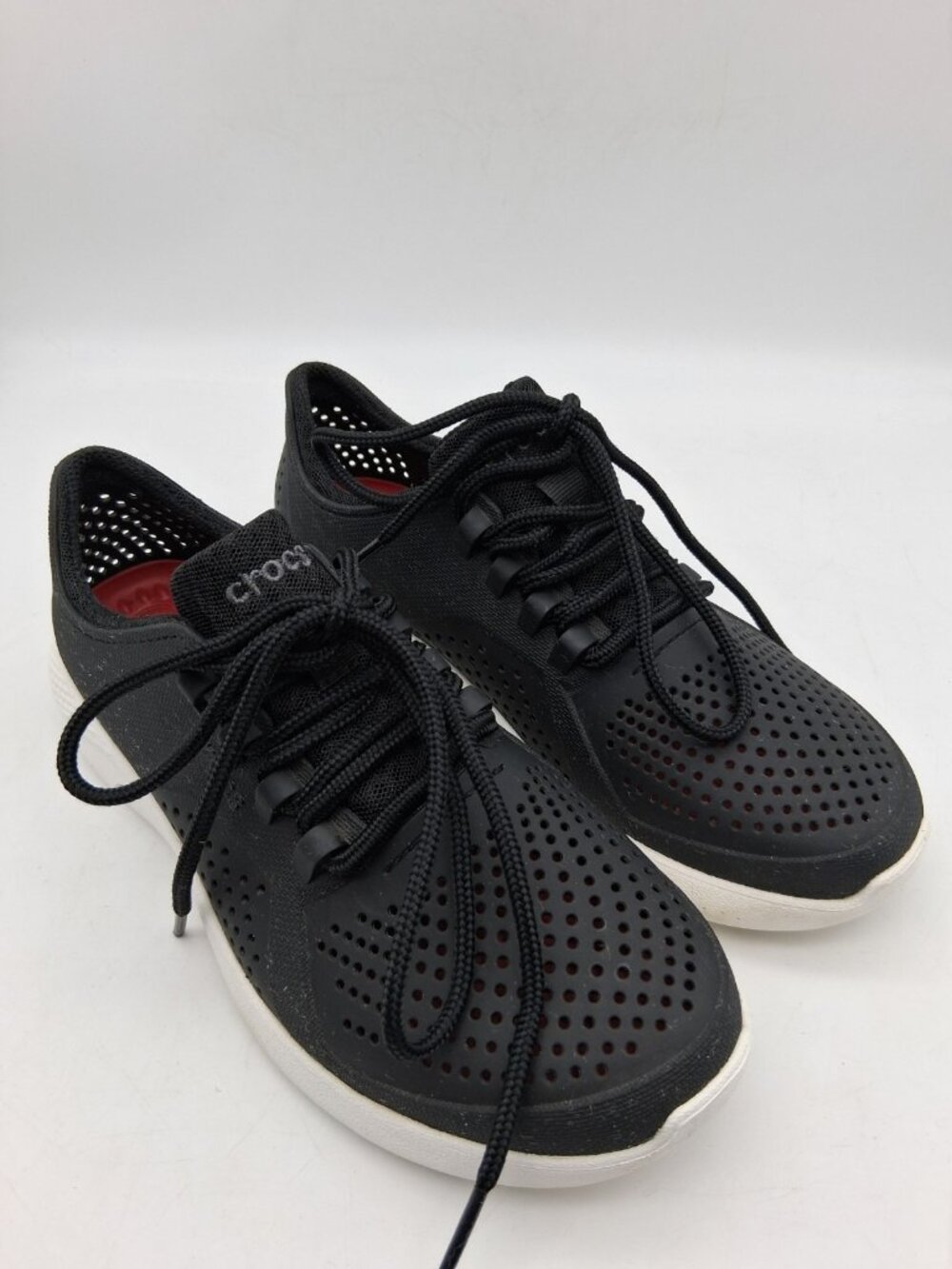 Crocs Womens Literide Pacer Sneakers Lace Up 205234 Rubber Black Size W7